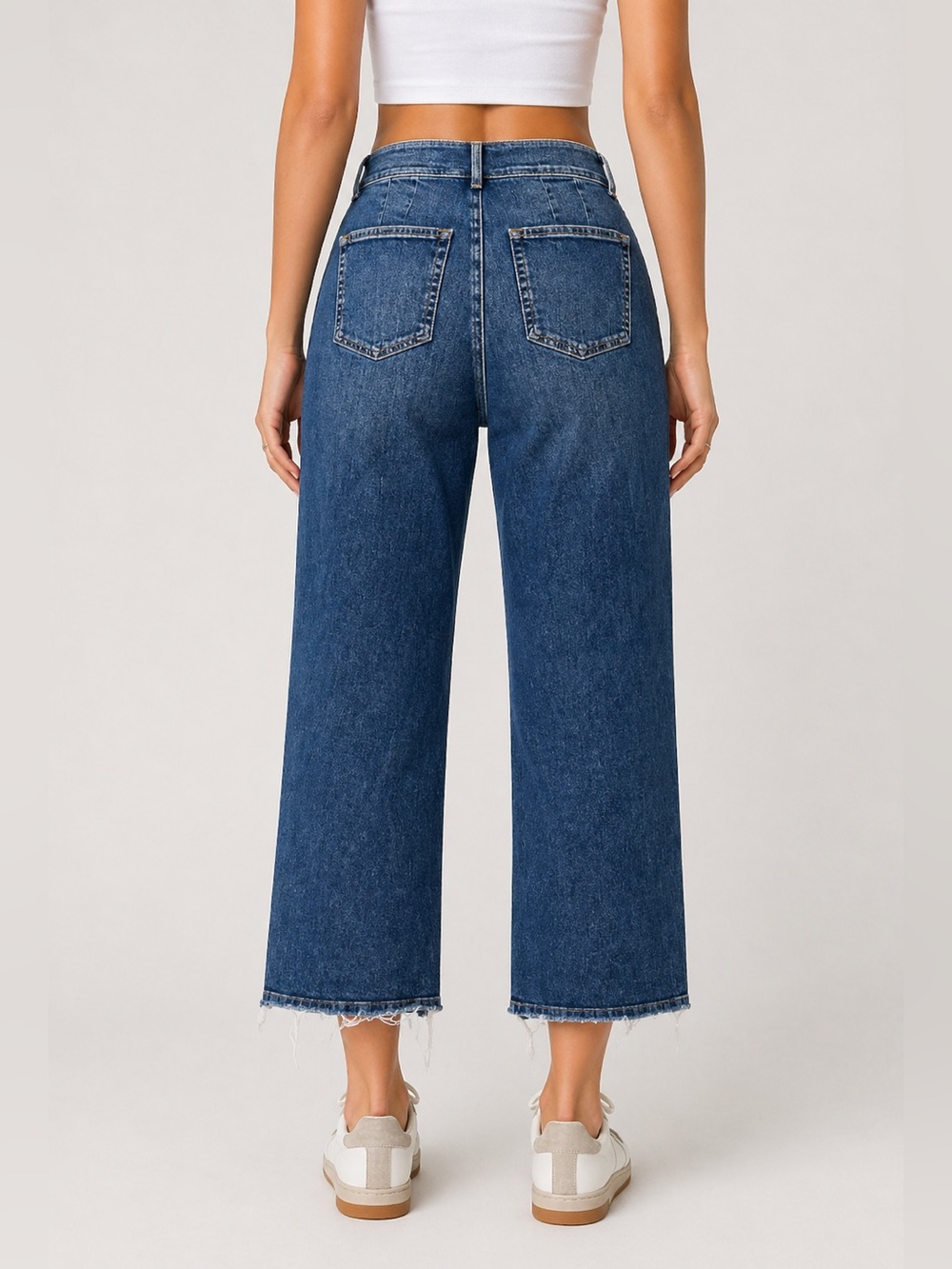 Flying Monkey High Waist Distressed Crop Jeans Size 26 | Pleated Wide Leg - Picture 2 of 12